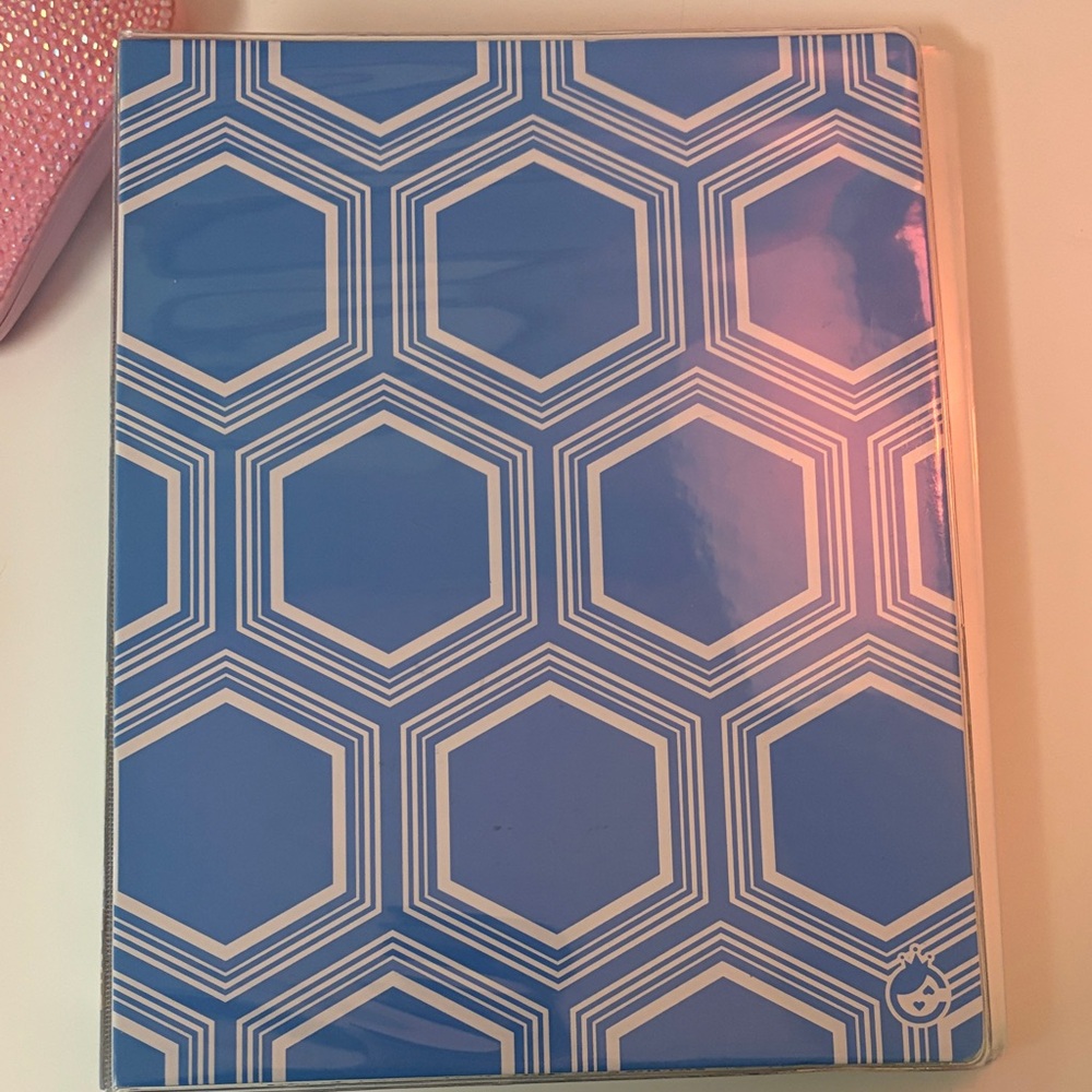 Blue binder sticker organizer